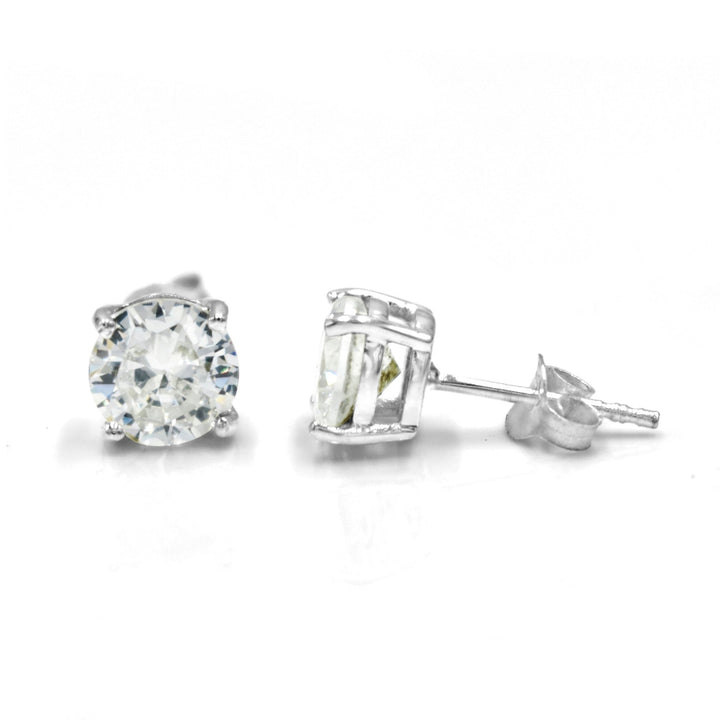 925 Silver Solitaire Diamond Zirconia Stud Earrings