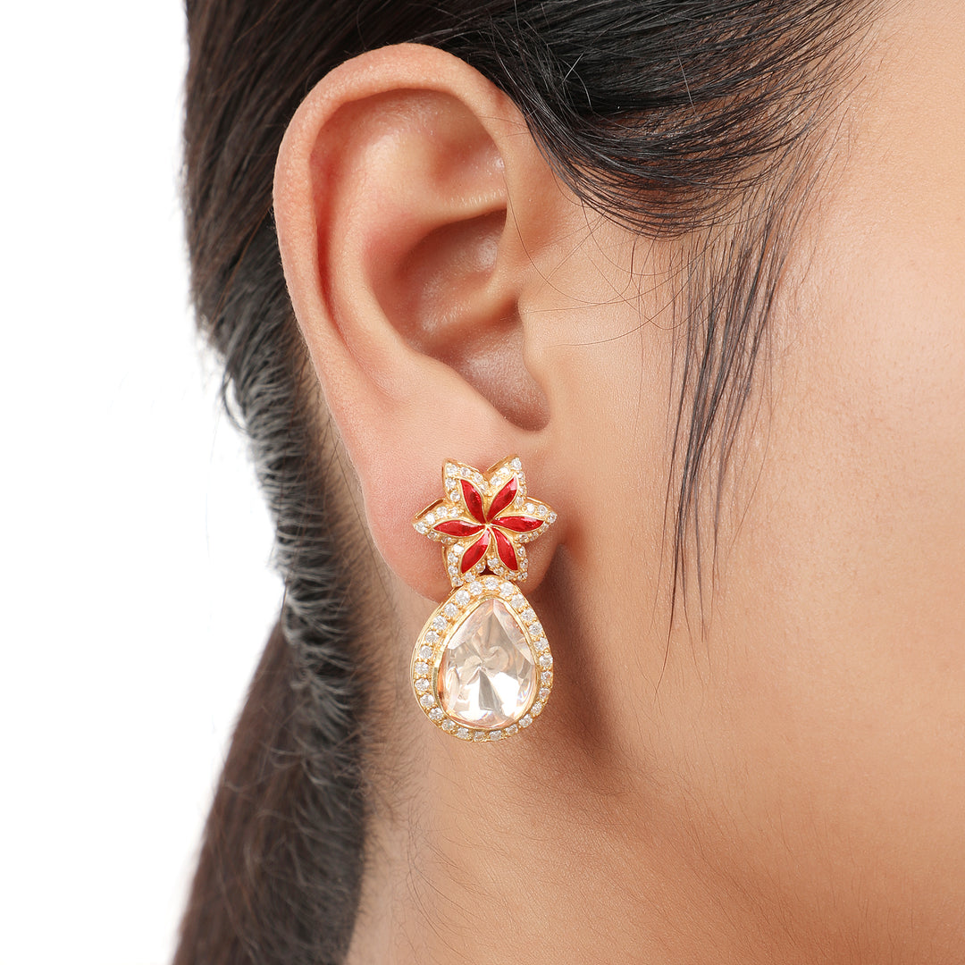 Moissanite Polki Star Earrings