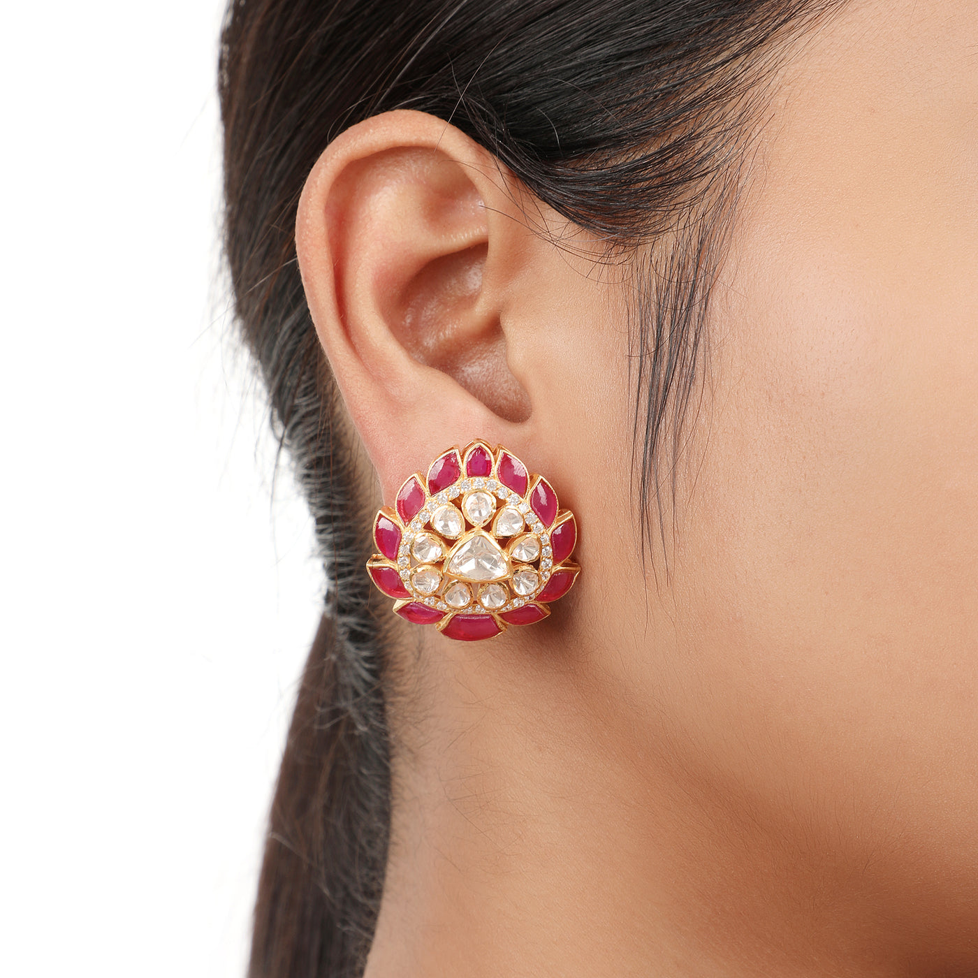 Moissanite Polki Bloom Earrings