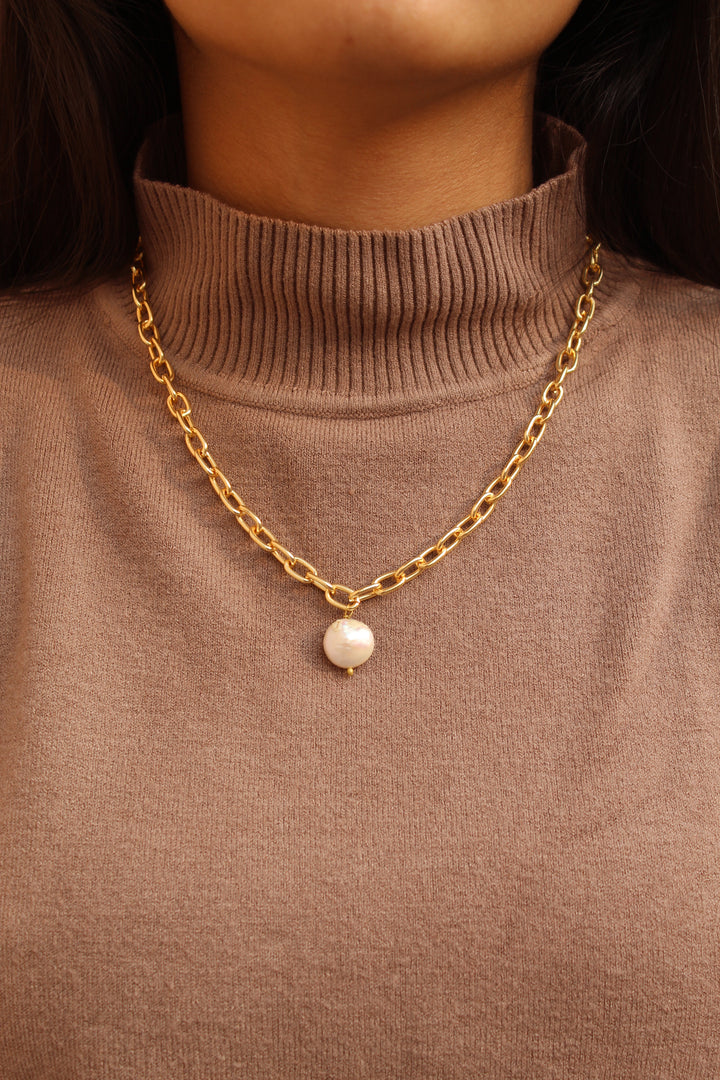 Coin Pearl Chain Necklace