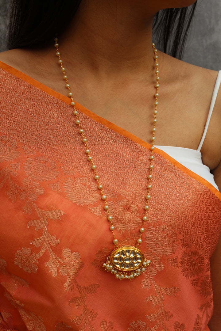 Sunrise Kundan Pearl Chain Necklace