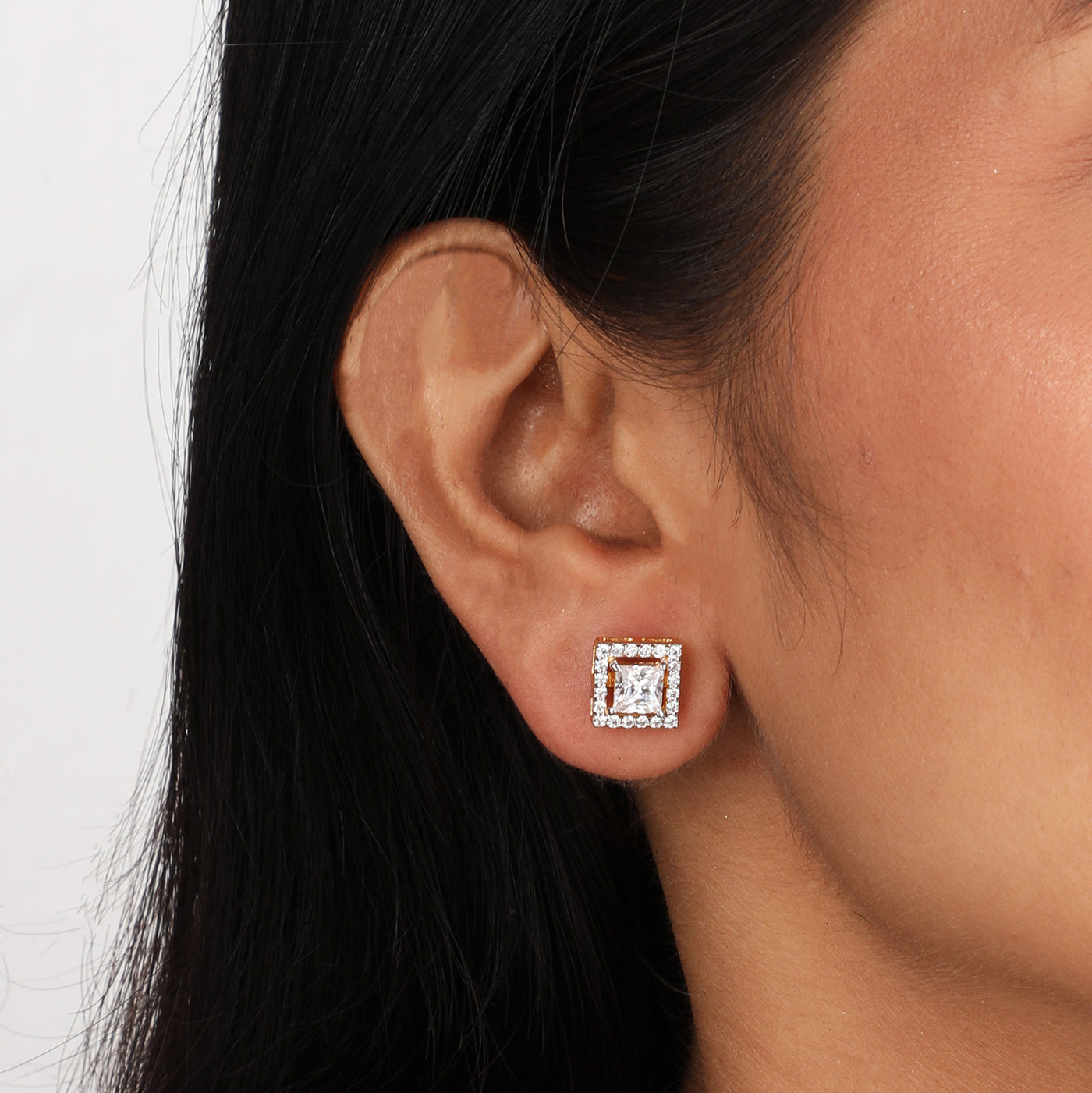 Square Halo Solitaire earrings