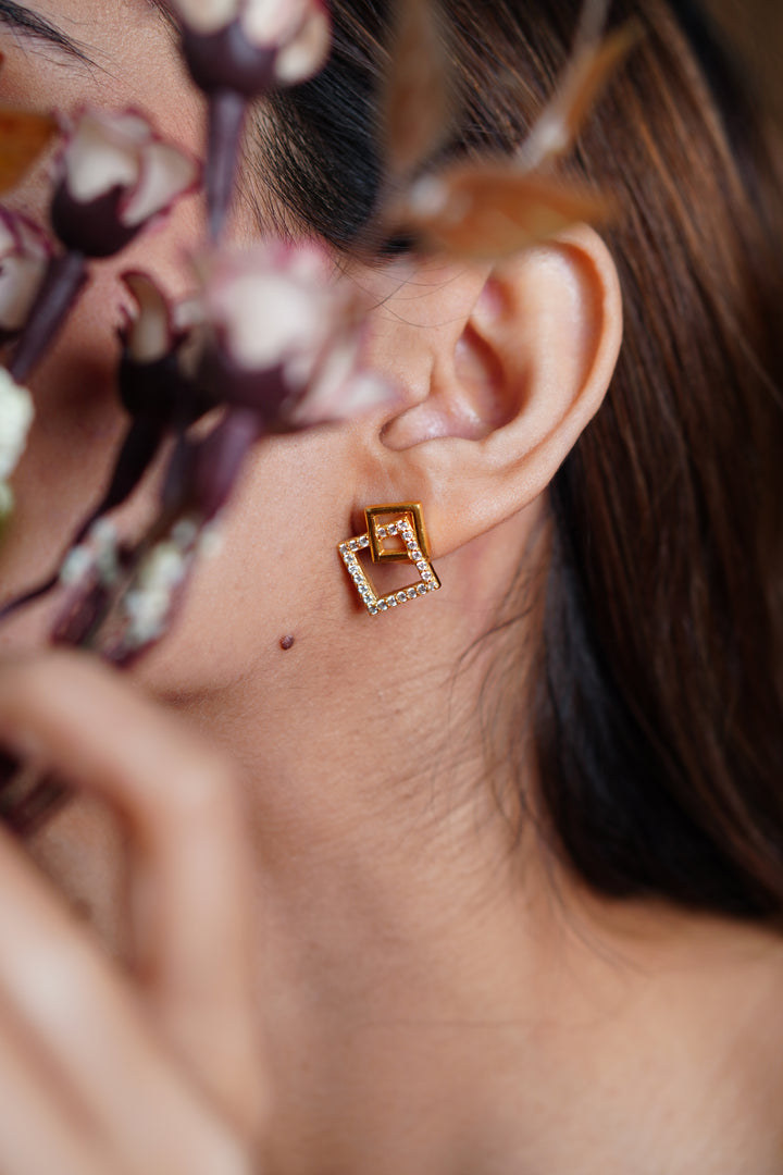Gold Plated Square Earring