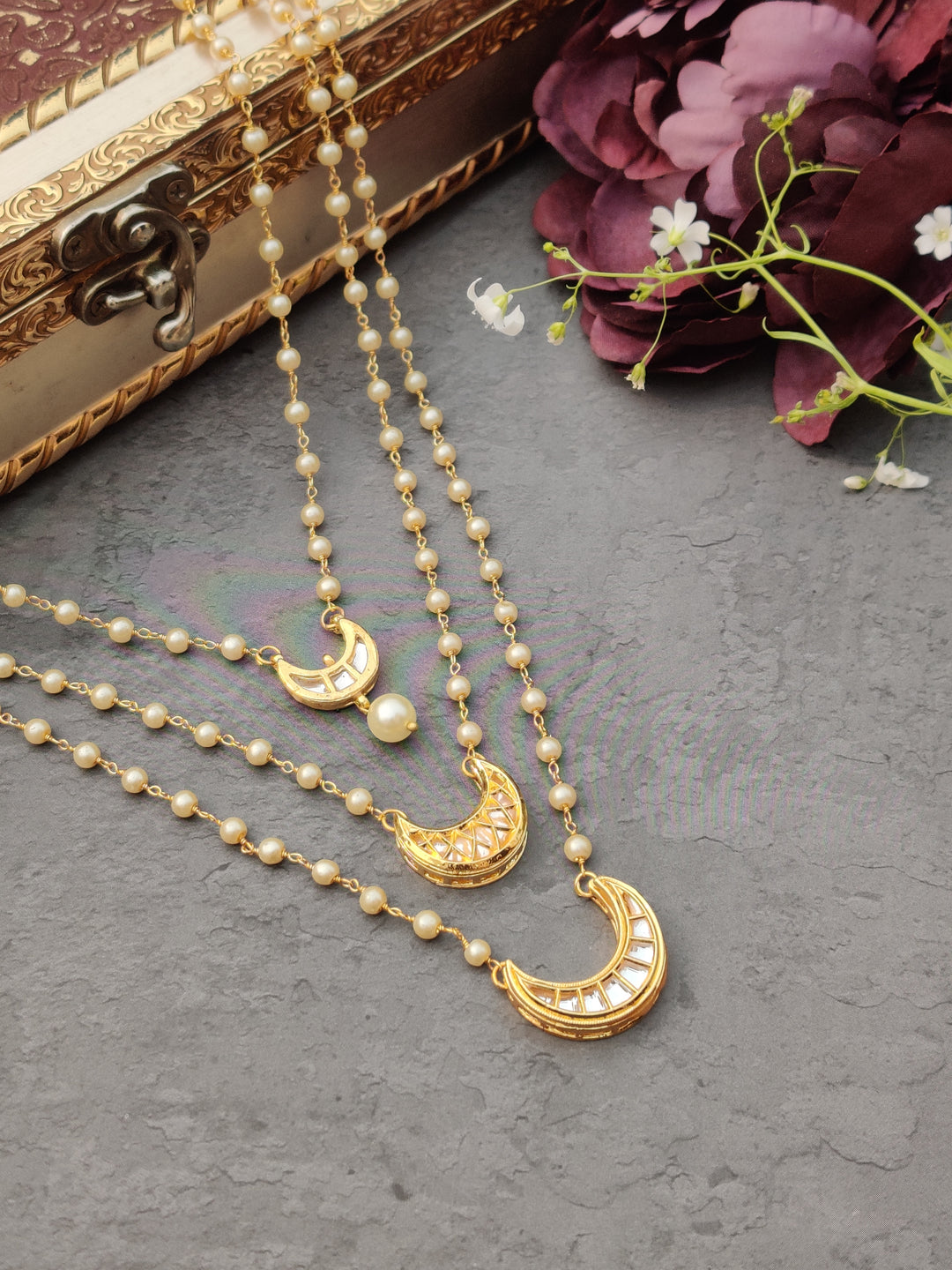 Multi- layered Crescent Moon Necklace