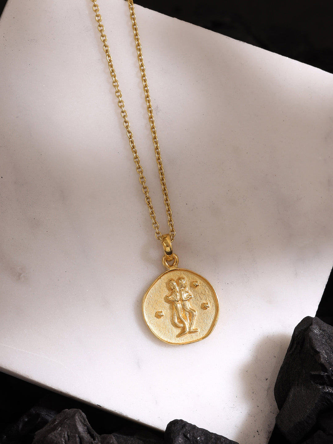 Zodiac solid coin necklace