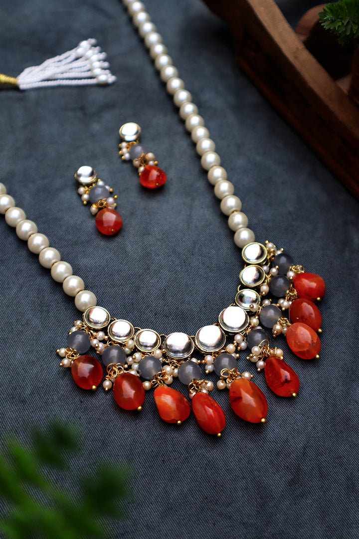 Paya Beads and Kundan Long Necklace