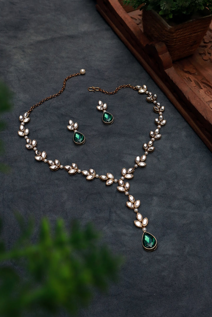 Kundan and Crystal Drop Necklace Set