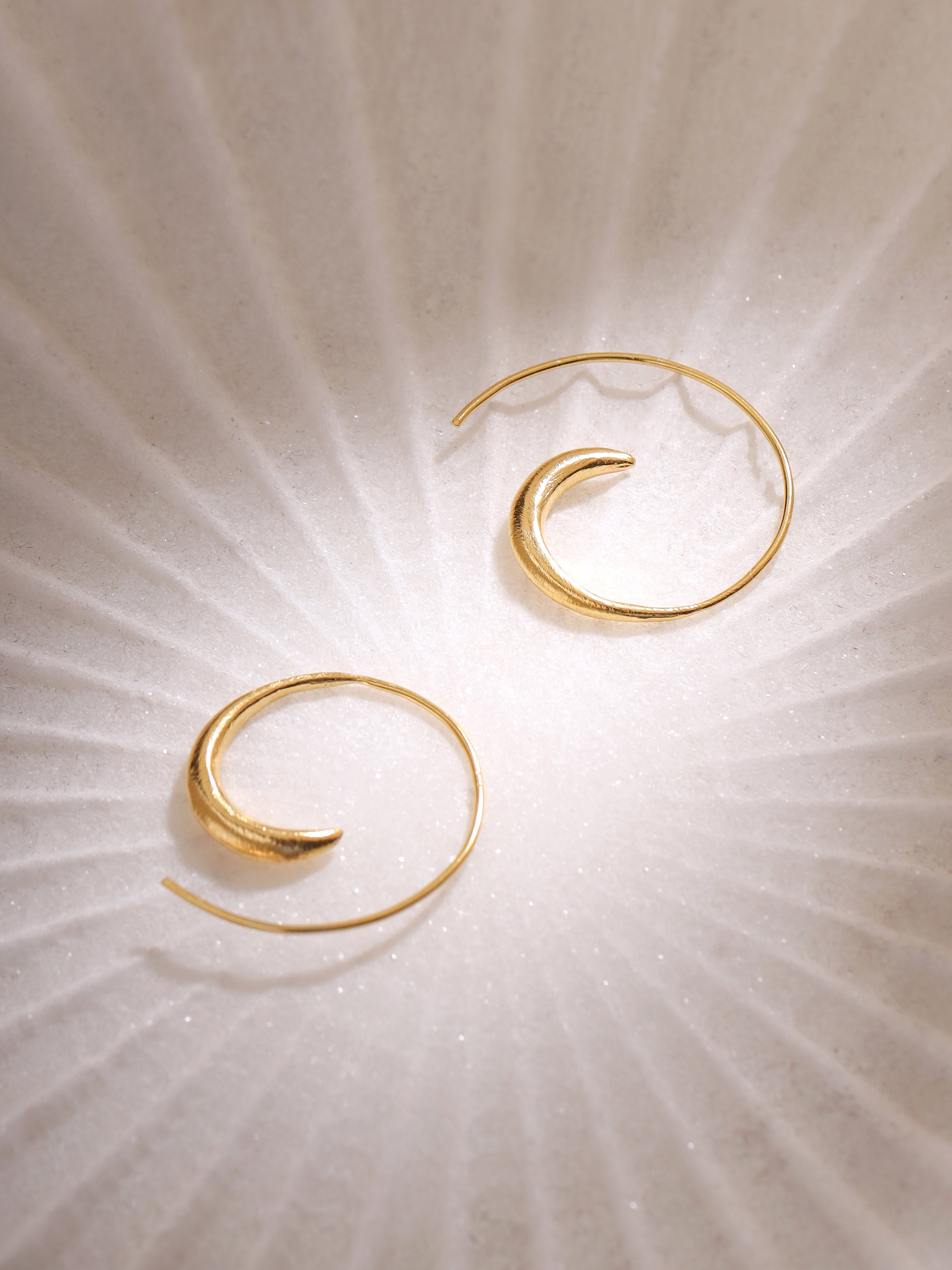 Siamese Dream: Spiral Hoop Earrings From India in Brass or Nickel Finish