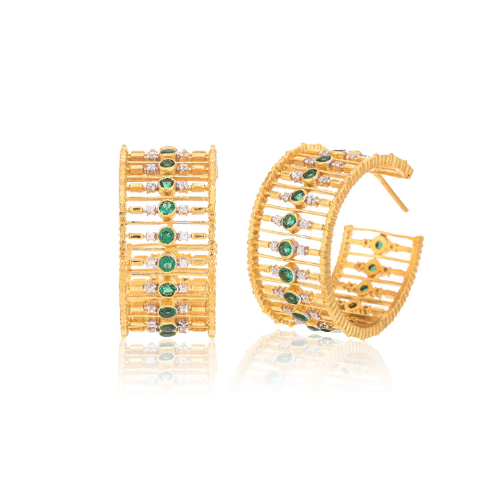 Embellished Emerald Hoops