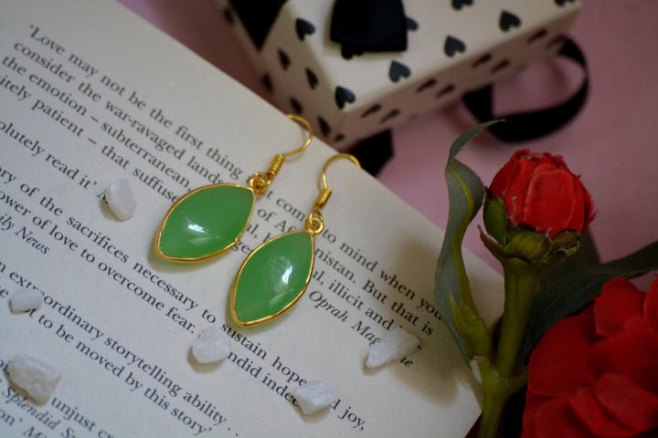 Green Pear Drop Earrings