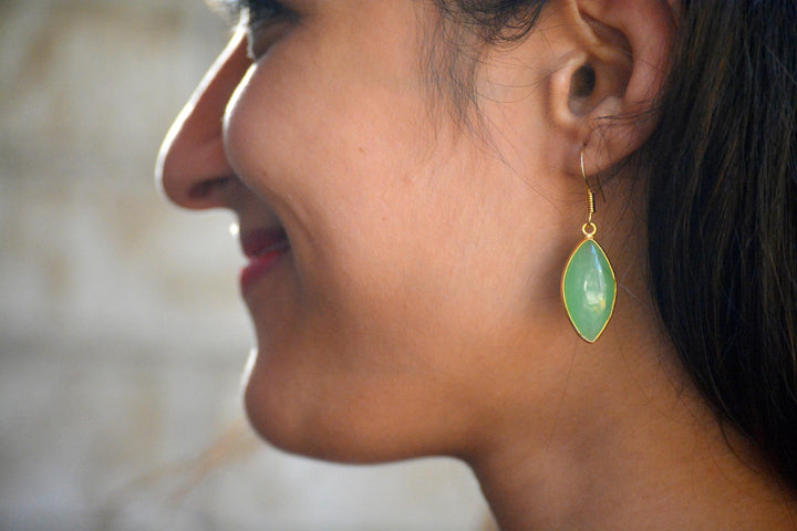 Green Pear Drop Earrings