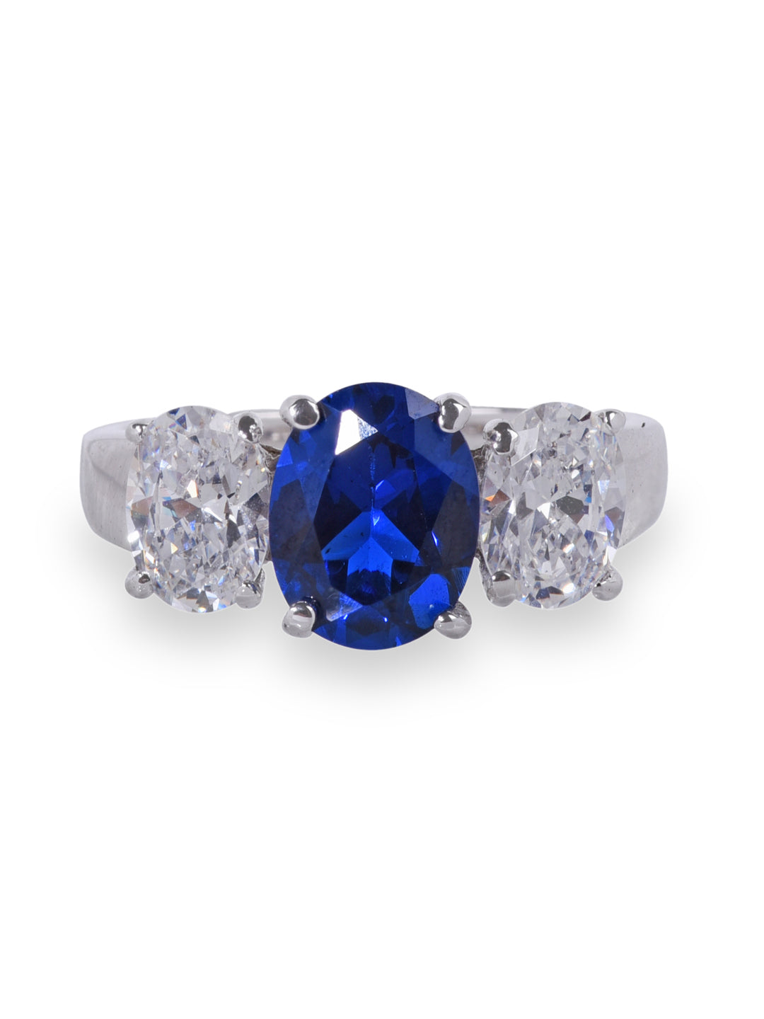 Oval Blue with Diamonds Ring