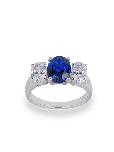 Oval Blue with Diamonds Ring