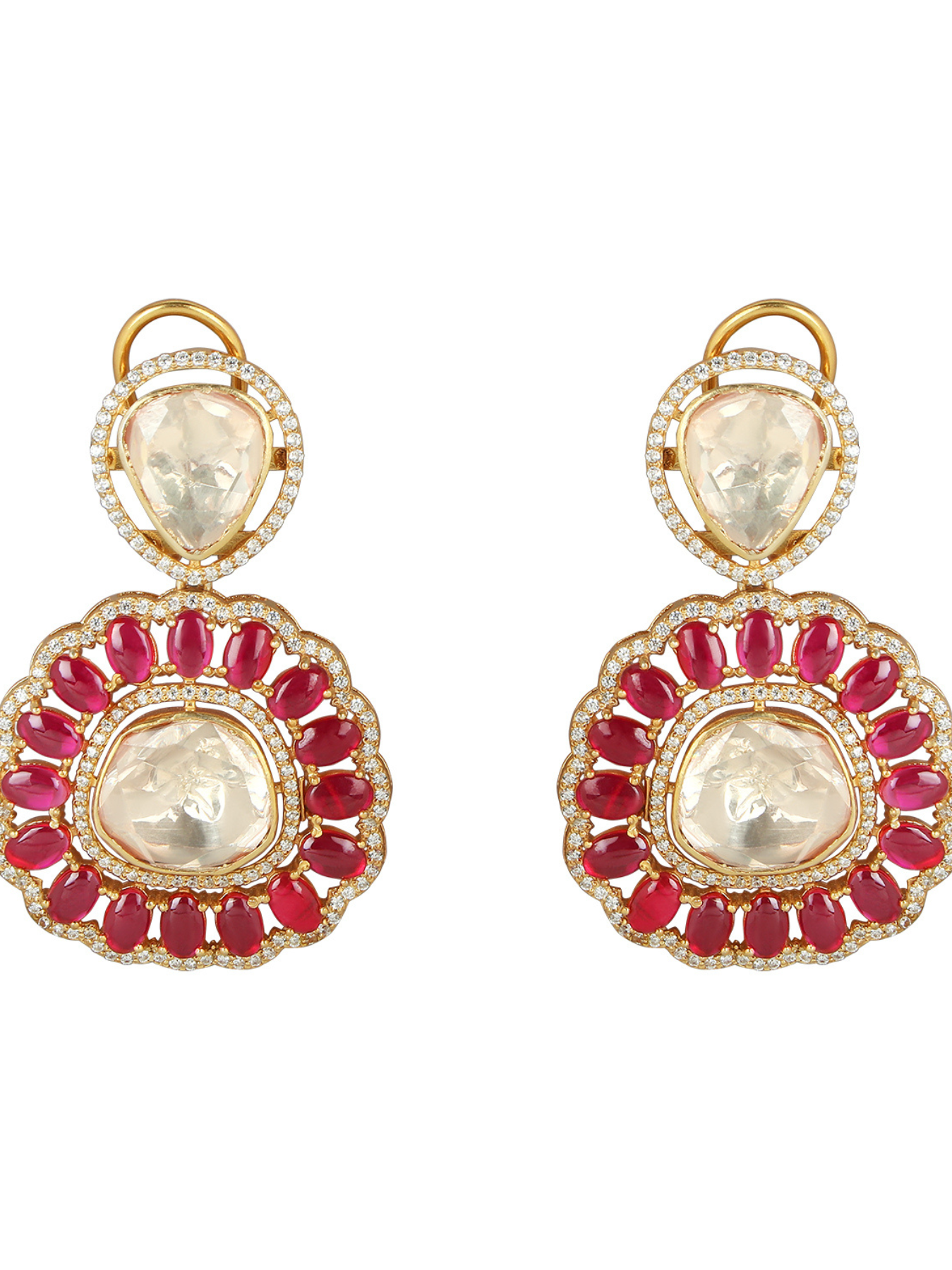 Moissanite Polki Ruby Drop Earrings – And Noor