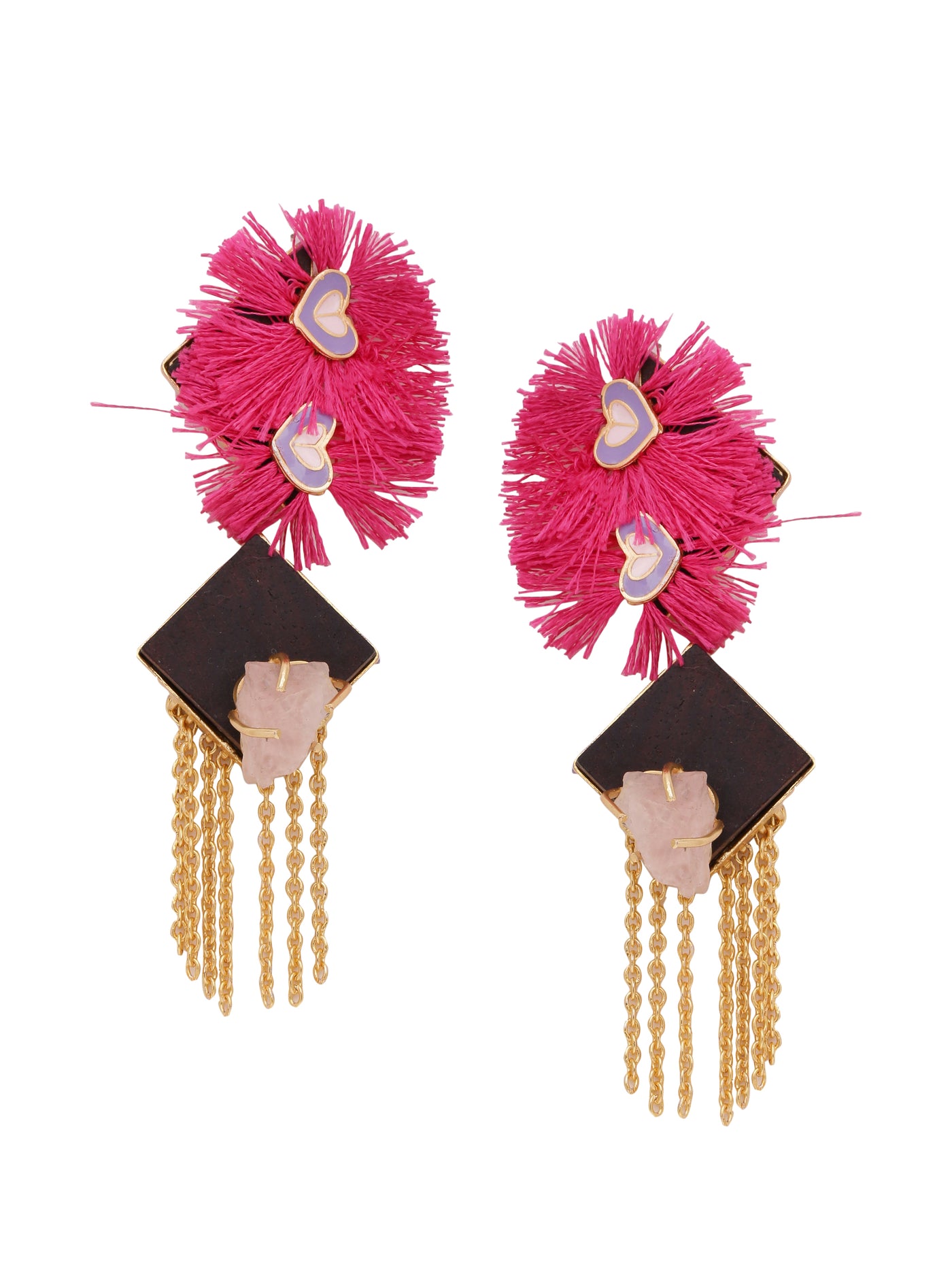Pink Tassel Flower Earrings