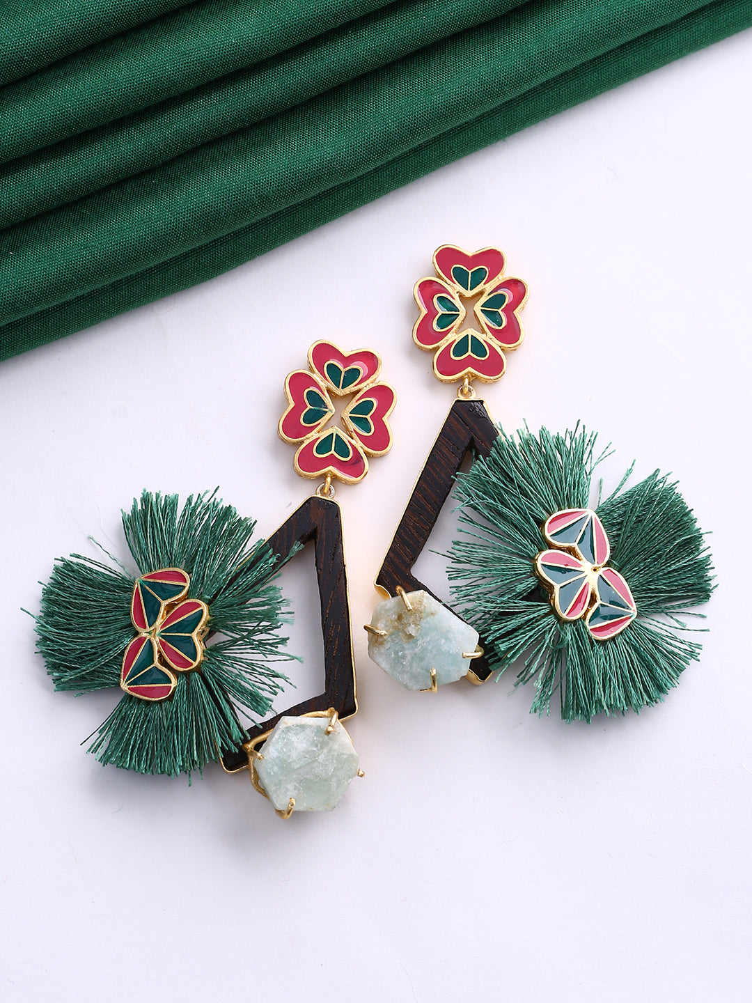 Heart Flower Tassel Earrings