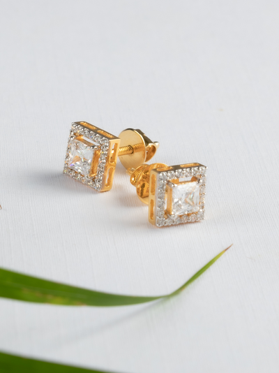 Square Halo Solitaire earrings