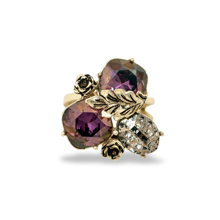 Plum & Gold Cocktail Ring