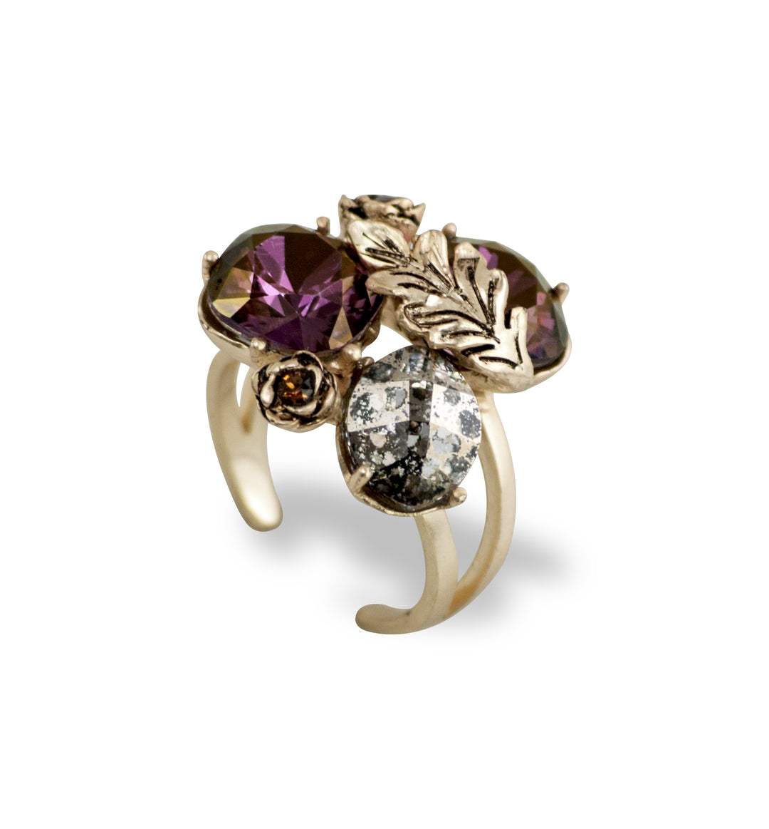 Plum & Gold Cocktail Ring