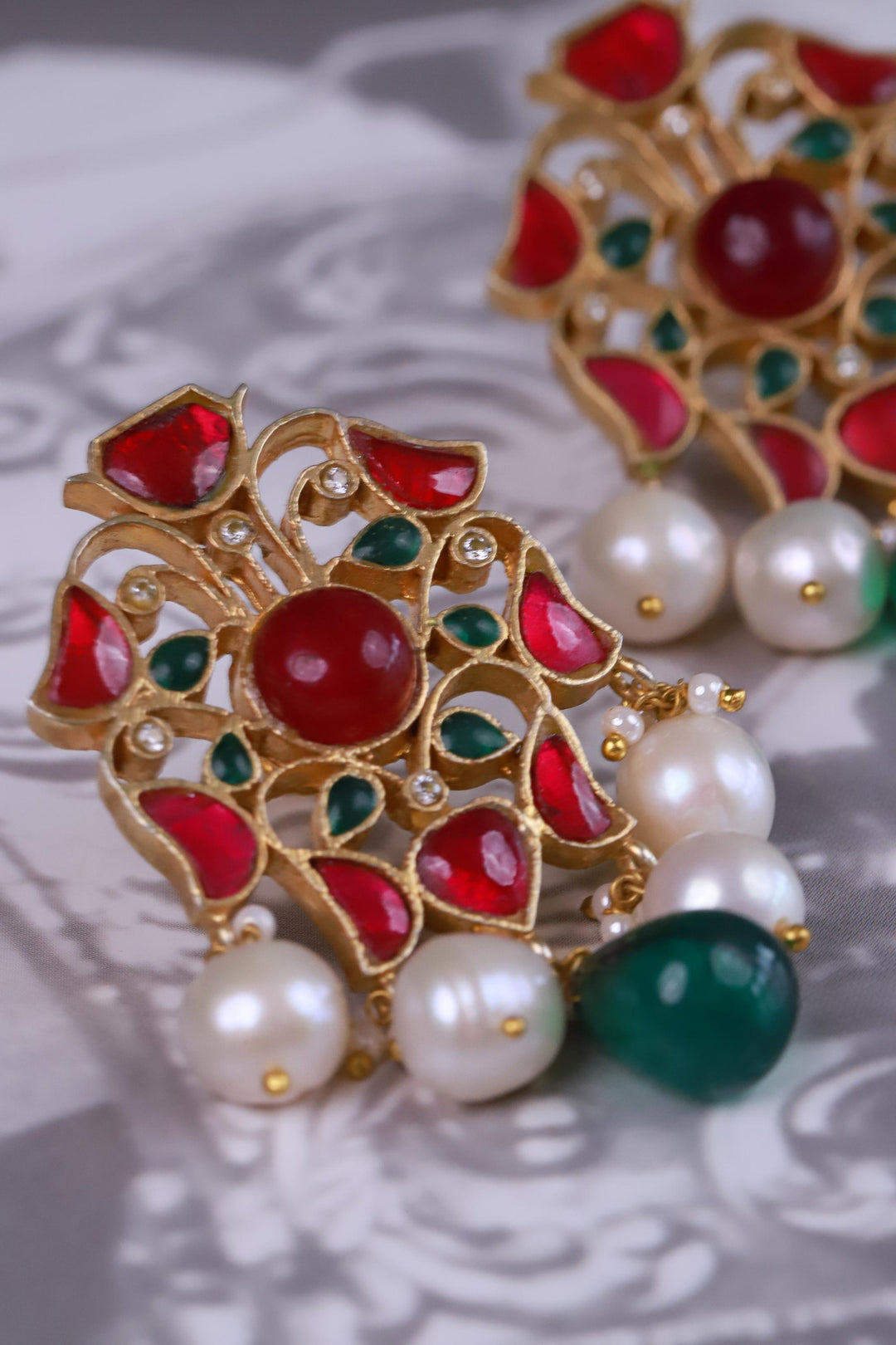Ropara Ruby Pearl Earrings