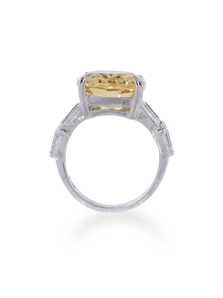 Yellow Oval With Baguettes Ring