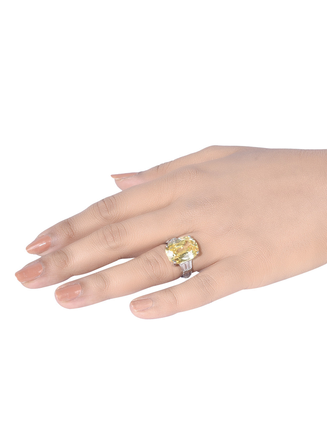 Yellow Oval With Baguettes Ring