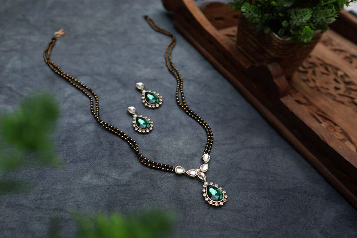 Kundan and Stone Mangalsutra Necklace Green