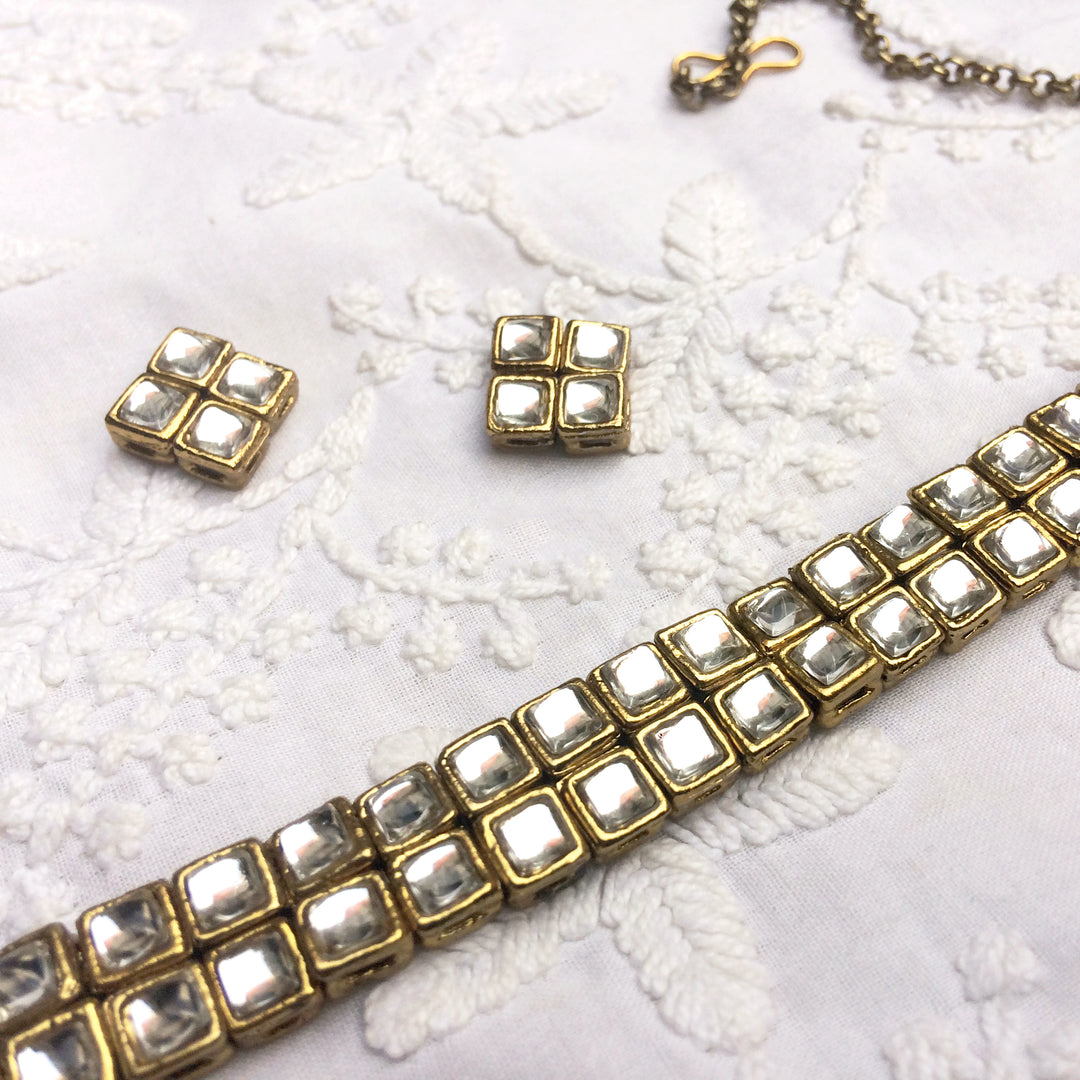 Square Kundan Choker Set