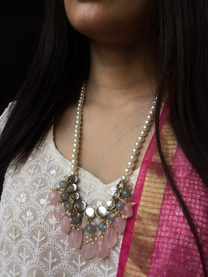 Amethyst and Kundan Long Layered Necklace