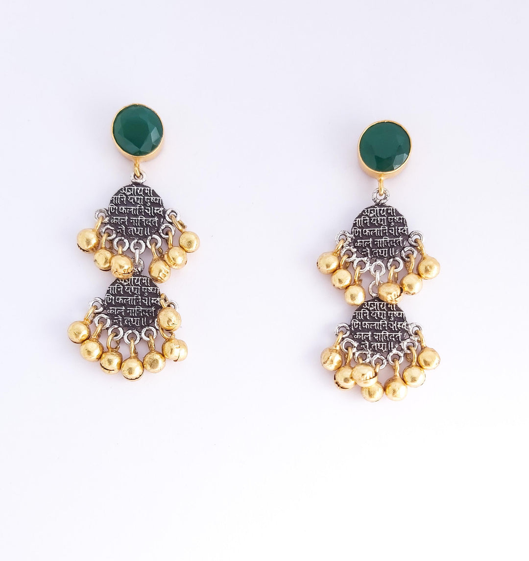 Green Emerald Ghungroo Earring