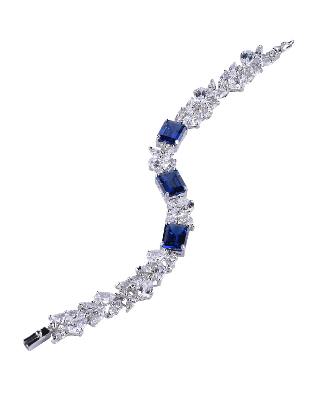 Blue Sapphire Diamond Clustered Bracelet