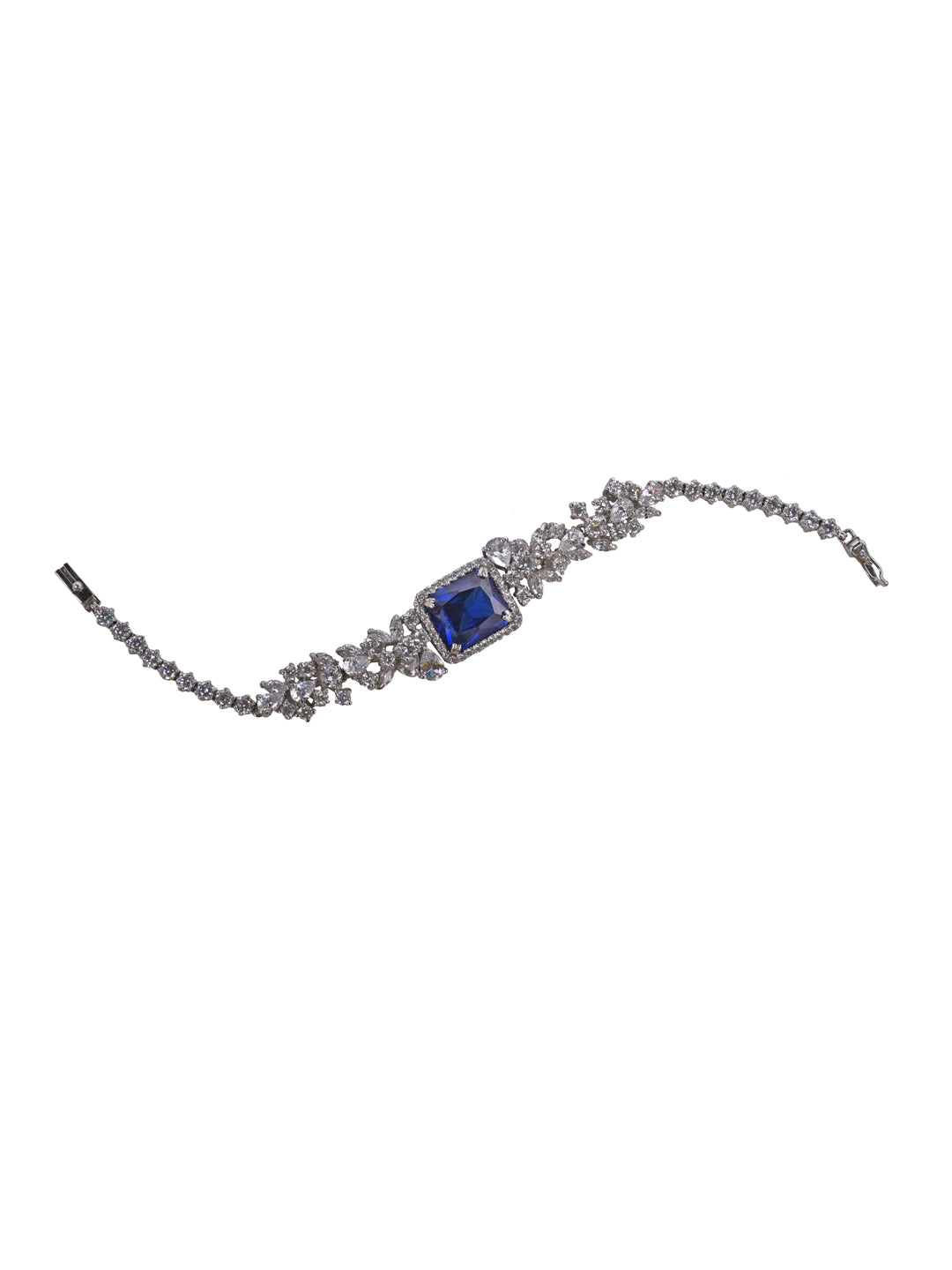Blue Sapphire Diamond Cluster Tennis Bracelet